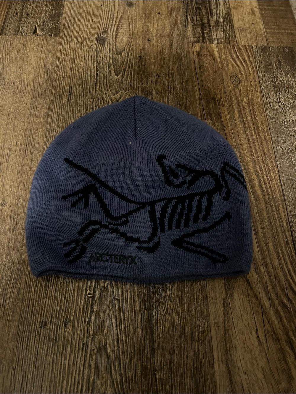Arc'teryx Navy Blue Beanie with Black Skeleton Motif